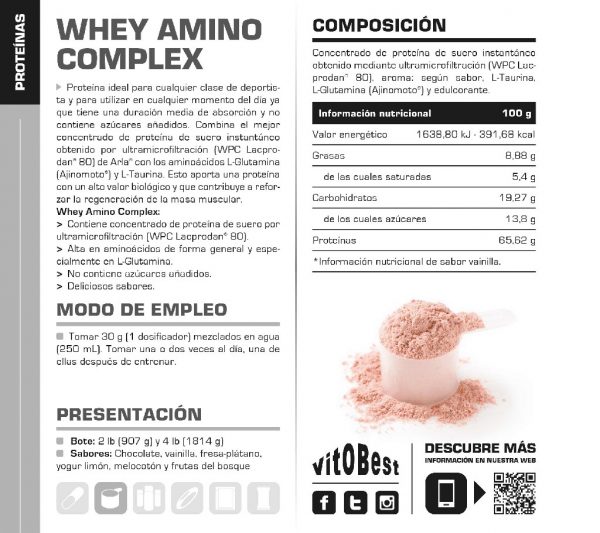 WHEY AMINO COMPLEX FRESA PLATANO 2K - Imagen 2