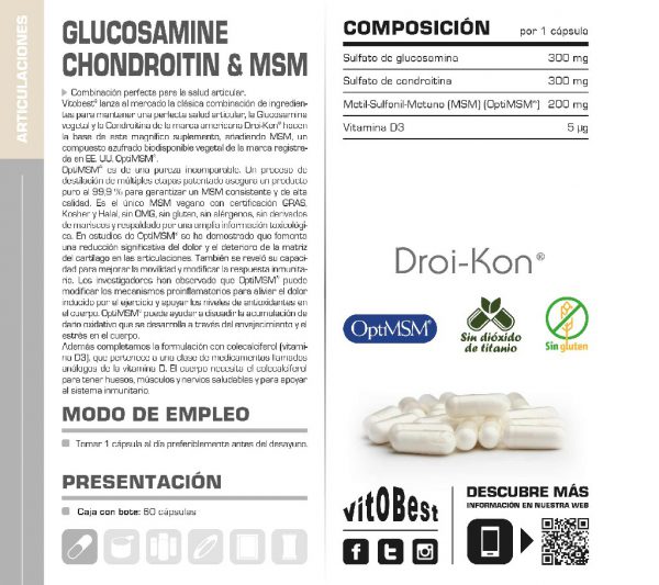 GLUCOSAMINE CHONDROITIN MSN 60CP - Imagen 2