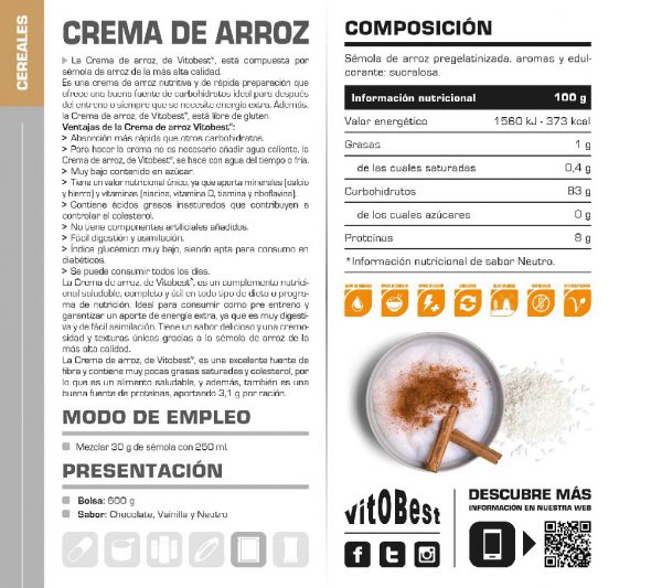 CREMA DE ARROZ VAINILLA 600GR - Imagen 2